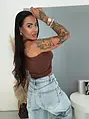Csillogós crop top X pánttal STARRY