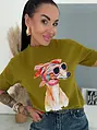 Rövid ujjú mintás pulóver HUND