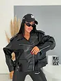 Oversize műbőr dzseki övvel RAVEN