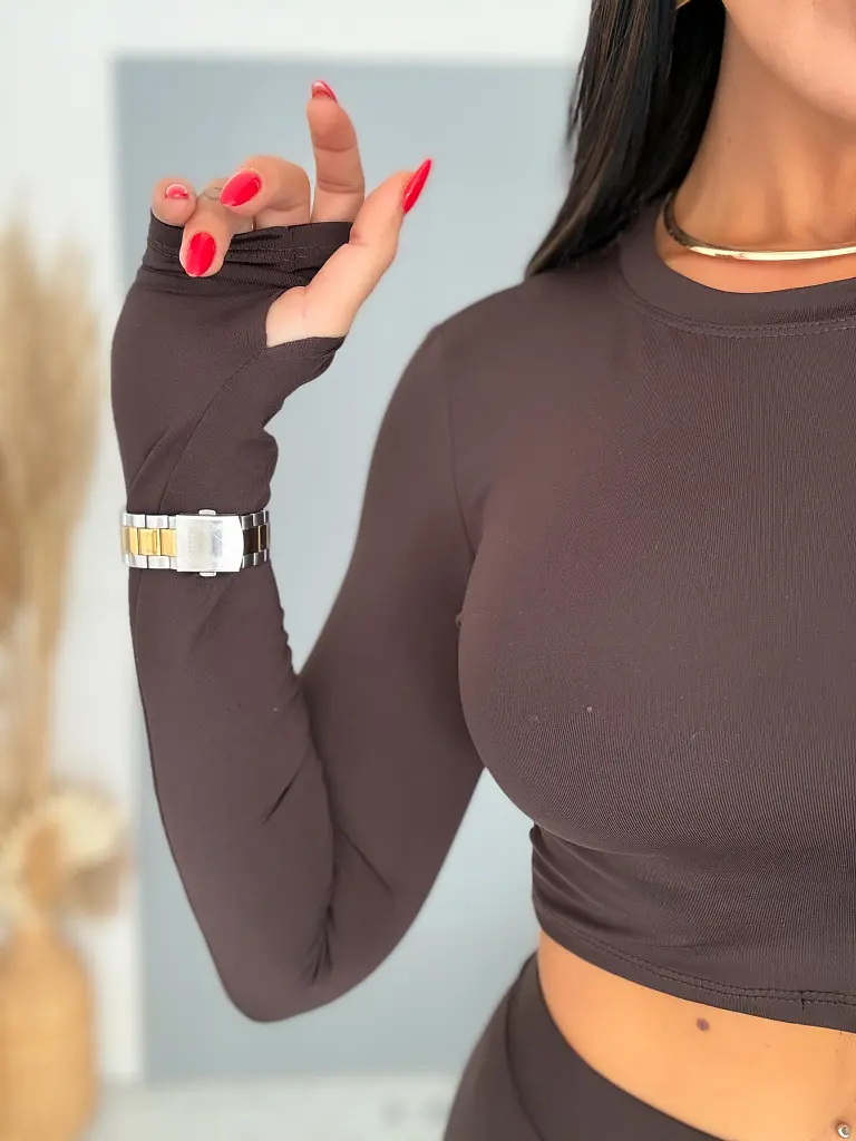 Basic crop beakasztós ujjú felső PATTY
