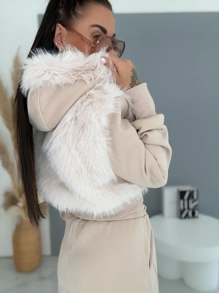 Prémium baggy melegítőszett szőrmével BEIGE LUXURY - next