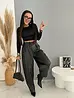 Baggy fekete műbőr nadrág AURE LUXE