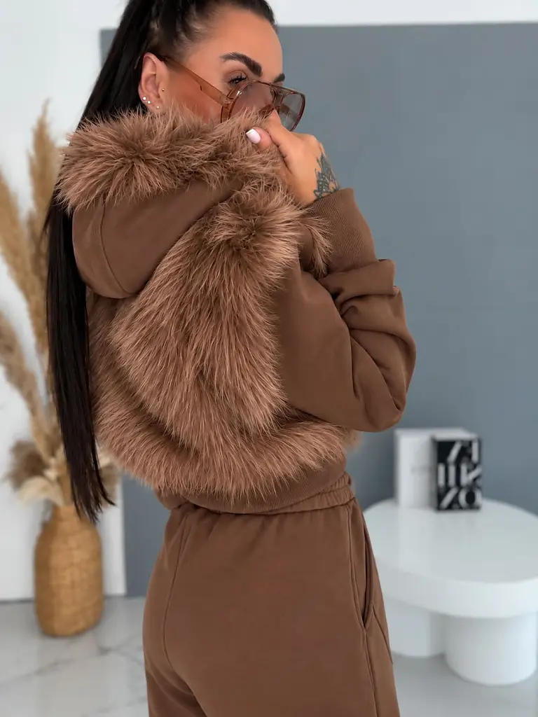 Prémium baggy melegítőszett szőrmével BROWN LUXURY - next