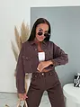 Crop denim kabát strasszkövekkel CRYSTAL