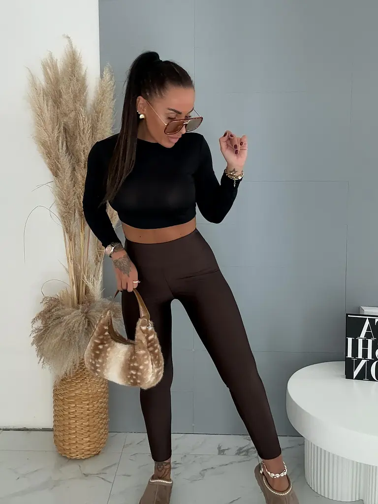 Magas derekú csillogó anyagú leggings STARS - next