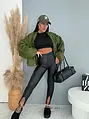 Műbőr leggings magas derékkal BLACK DIVA