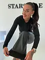 Magas derekú műbőr wide-leg nadrág RAVEN