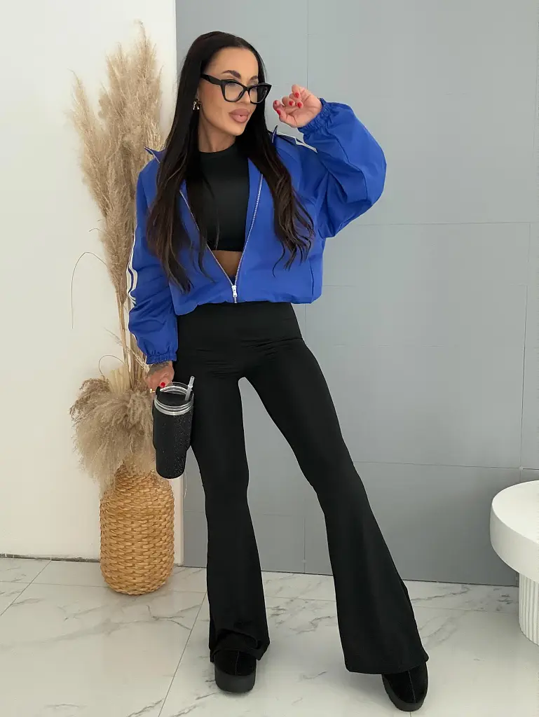 Fekete magas derekú, trapéz szárú leggings ZENITH