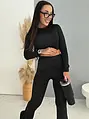 Fekete magas derekú, trapéz szárú leggings ZENITH