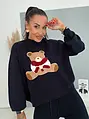 Sötétkék kétrészes kötött szett macimintával TEDDY