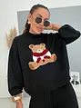 Fekete kétrészes kötött szett macimintával TEDDY