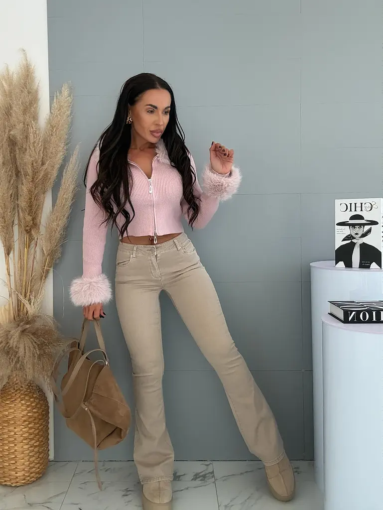 Magas derekú trapéz push-up fashion farmer BEIGE FIT