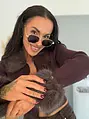 Bordázott anyagú kardigán szörmével díszítve SELENA