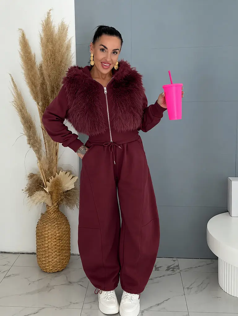 Prémium baggy melegítőszett szőrmével WINE LUXURY